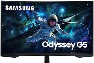 Samsung Monitor Gaming Odyssey G5 (S32CG554), Curvo (1000R), 32", 2560x1440 (WQHD 2K), HDR10, VA, 165 Hz, 1 ms (MPRT), FreeSync, HDMI, Display Port, Ingresso Audio, Flicker Free, Eye Saver Mode