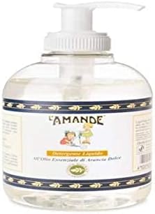 L'AMANDE - Sapone Liquido Mani e Corpo Fresco e Delicato, Bagnoschiuma Gel Detergente Nutriente con Vitamina C e Carotene, Sapone Mani e Docciaschiuma Naturale, Olio Essenziale di Arancia Dolce 300 ml