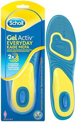 Scholl Solette Gel Activ Everyday, Solette per Scarpe ad Uso Quotidiano per Donna con Tecnologia Antiodore, Azione Anti Urti e Ammortizzante, Misura 35.5-40.5 EU, Confezione da 1 Paio