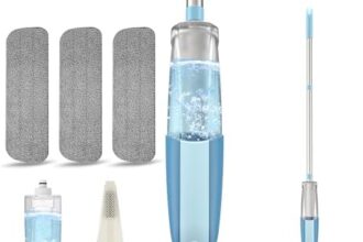 Scopa Lavapavimenti a Spruzzo, MEXERRIS Spray Mop Microfibra Mocio Pavimenti Professionale con 3 Cuscinetti Riutilizzabili per Casa, Cucina, Legno Duro, Laminato, Legno, Ceramica