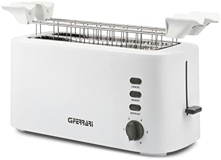 G3 Ferrari G10142 Tostapane Grandi Fette "Essential Toast", 1500W, 4 Toast, Bianco