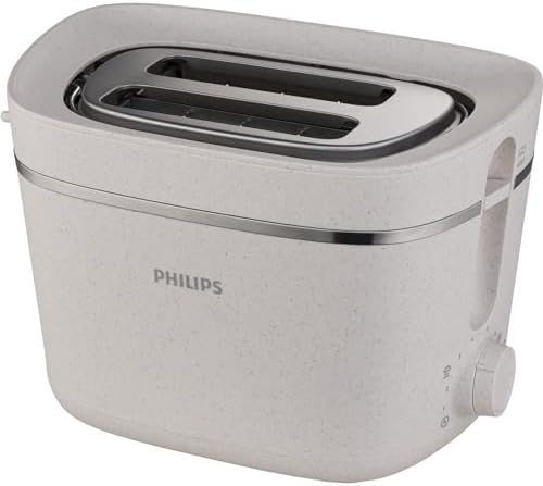 Philips Domestic Appliances Conscious Collection Tostapane Biologico, 100 Per Cento Plastica Riciclata, 8 Livelli Di Abbronzatura, Crema, Hd2640/10, Bianco Seta