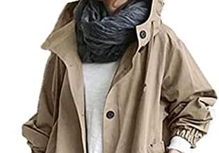 Trench Coat - Giacca lunga da donna con cappuccio, oversize, vintage, elegante giacca invernale, a maniche lunghe, traspirante, giacca a vento