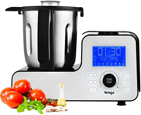 Venga! Robot da Cucina Multifunzione, Formato Compatto, 10 Programmi, con Bilancia e Ricettario, 1500 W, Bianco/Nero, VG HA 3000