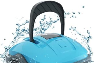 WYBOT Robot Piscina Cordless, aspirapolvere Automatico per Piscina Che Dura 50-60 Minuti, per Piscine Fuori Terra e Piscine interrate a Fondo Piatto, Doppio Motore, Fino a 525 Metri Quadri, Blu