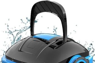 WYBOT Robot de Piscine Sans Fil avec Double Moteur, Auto-stationnement, Forte Puissance d'aspiration Aspirateur de Piscine pour piscines Hors-Sol ou encastrées Fino a 50 m²