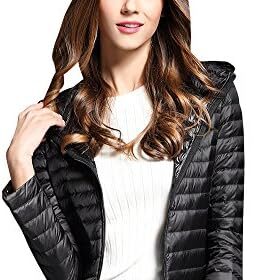 ZhuiKun Lunga Giacche Piumino Donna Ultraleggeri Cappotto Trapuntato Packable Giacca con Cappuccio