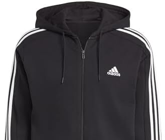 adidas Essentials French Terry 3-stripes Full-zip Hoodie Felpa con cappuccio, Linen Green F22 Uomo