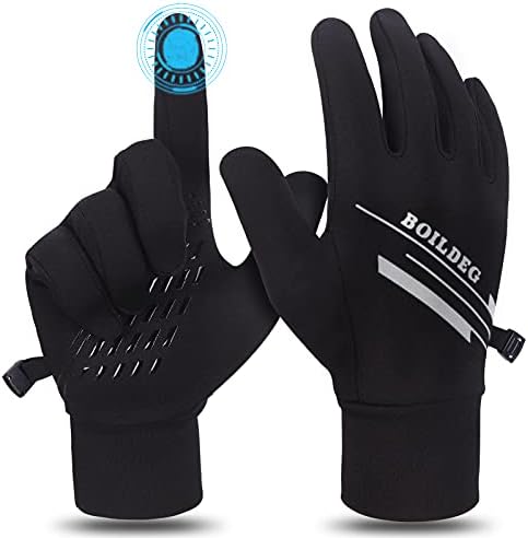 boildeg Guanti Invernali Caldi Touchscreen Guanti da ciclismo leggeri Guanti MTB Anti-scivolo Guanti sportivi Termici neri per il Ciclismo Guanti Antiscivolo Escursionismo Uomo＆Donna