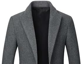 ECDAHICC Uomo Casual Slim Fit Trench Collare Tacca Monopetto Cappotto di lana Inverno Midi Lunghezza Caldo Capispalla