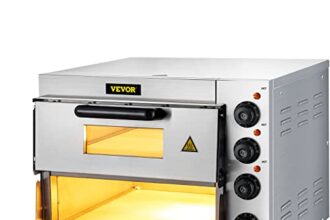 VEVOR Forno Elettrico di Pizza Dolci Carne Pesce Camera Doppia 3000 W da Bancone Luce Interna, con Temperatura Regolabile 50-350 ? Pietra di Pizza Diametro 14 Pollici