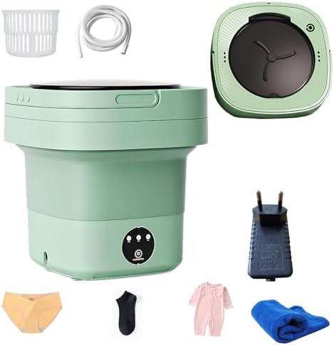 AFGSsm 8L Lavatrice portatile, Mini lavatrice per campeggio, Viaggi, Dormitori per biancheria intima, Vestiti per bambini -Verde