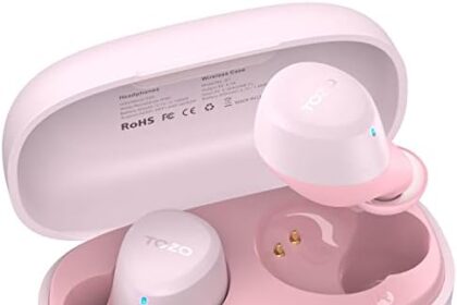 TOZO A1 - Mini auricolari Bluetooth 5.3, senza fili, cuffie in-ear wireless leggere, microfono incorporato, facili da trasportare, auricolari Bluetooth (compatibili con orecchie piccole), oro rosa