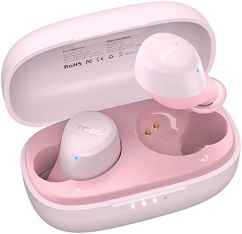 TOZO A1 - Mini auricolari Bluetooth 5.3, senza fili, cuffie in-ear wireless leggere, microfono incorporato, facili da trasportare, auricolari Bluetooth (compatibili con orecchie piccole), oro rosa