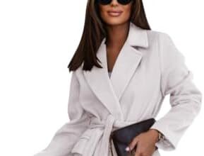 shownicer Cappotti da Donna Elegante Cappotto Slim Fit Classica Media Lunghezza Giubbotto Antivento Invernale Caldo Giacca Tinta Unita Vintage Coat Giacca Trench