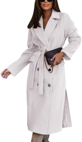 shownicer Cappotti da Donna Elegante Cappotto Slim Fit Classica Media Lunghezza Giubbotto Antivento Invernale Caldo Giacca Tinta Unita Vintage Coat Giacca Trench