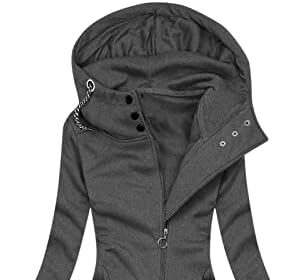 Cocila Cappotto Azzurro Cappotto da donna con cappuccio Plus Size Felpa sul davanti Autunno Inverno Tasche tinta unita Giacca slim con cerniera Giacca Invernale 4 Anni