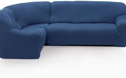 Copridivano ad angolo, Elasticizzato, di qualità, Protezione per divano angolare, comfort e morbidezza, Marcela, colore blu