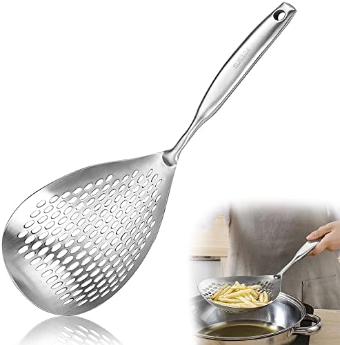 Cucchiaio in acciaio inox, 14,5 cm, schiumarola in acciaio inox, cucchiaio per colino, setaccio, cucina, cazzuola per accessori wok, cucina, pasta, argento