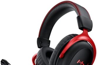 HyperX Cloud II Wireless, Cuffie da Gaming Senza Filo, Connessione 2,4 GHz, Telaio Alluminio, Cuscinetti in Memory Foam Rivestiti in Similpelle, Comandi sul Padiglione, Autonomia 30 Ore, Nero/Rosso