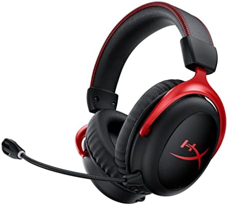 HyperX Cloud II Wireless, Cuffie da Gaming Senza Filo, Connessione 2,4 GHz, Telaio Alluminio, Cuscinetti in Memory Foam Rivestiti in Similpelle, Comandi sul Padiglione, Autonomia 30 Ore, Nero/Rosso