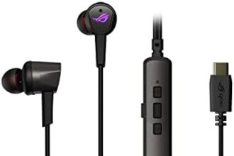 ASUS ROG Cetra II Cuffie da gioco in-ear con microfono a soppressione (ANC), driver LSR, illuminazione Aura Sync RGB e connettore USB-C per smartphone e Nintendo Switch, Nero, Medium