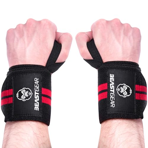 Beast Gear Fasce Polsi Palestra in Neoprene - Cinghie per Sollevamento Pesi e Stacchi da Terra, Uomo e Donna - Accessori Fitness - Per Bodybuilding e Powerlifting