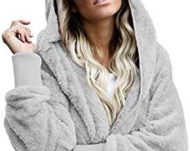 Tuopuda Felpe con Cappuccio Donna Oversize Pullover Hoodie Manica Lunga Felpa con Coperta Kimono Vestaglia Cardigan Autunno Invernali Fleece Jumper con 2 Tasche Sweatshirt Cappotto