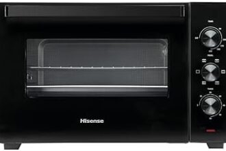 Hisense, HOM45M - Fornetto Elettrico 45L, Tre Livelli di Cottura, Ventilato, Girarrosto, Comandi 3 Manopole