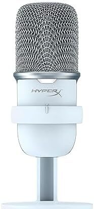 Hyperx Solocast, Microfono da gaming, USB a condensatore, Sensore Tap-To-Mute, Registrazione 24bit/96 kHz, per Gaming, Streaming, Podcast, Twitch, Youtube, Compatibile con PC/PS5/PS4, USB-C, Bianco