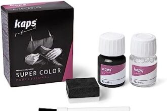 Kaps Tinta Super Color + Preparatore (25 ml ognuno), Colorante Professionale per Pelle Naturale, Tela, Ecopelle, Nutre e Ripara le Scarpe in Pelle (118 - Nero)