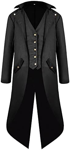 kinstell Giacca da uomo in stile steampunk, vintage, gotico, medievale, vittoriano, per Halloween, costume cosplay