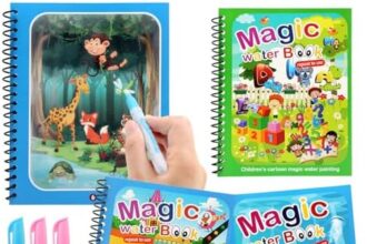 JoyPlus 4 Pezzi Libro di Pittura ad Acqua per Bambini,Libro di Pittura ad Acqua con 4 Penna Acqua,Riutilizzabile Libro da Colorare ad Acqua Magica Libro, Libro ad Acqua da Colorare Regalo per Bambini