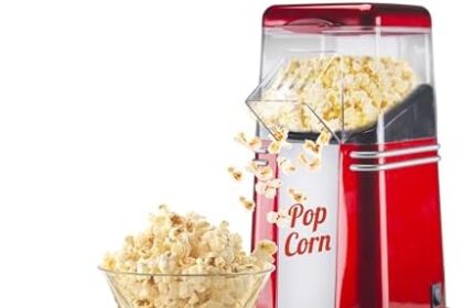 BEPER 90.590Y Macchina per Popcorn, Popcorn in 3 Minuti, 1200 W, Circolazione di Aria Calda, Rosso