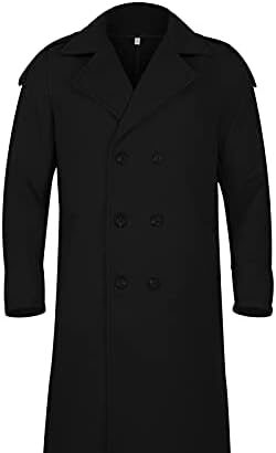 Cappotto invernale lungo da uomo Capispalla di lana Slim Fit colletto con risvolto Trenchcoat doppio petto misto lana pisello cappotto invernale casual doppio colletto pisello capispalla