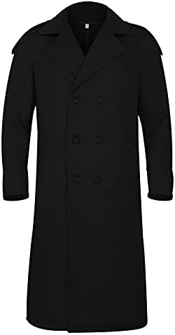 Cappotto invernale lungo da uomo Capispalla di lana Slim Fit colletto con risvolto Trenchcoat doppio petto misto lana pisello cappotto invernale casual doppio colletto pisello capispalla