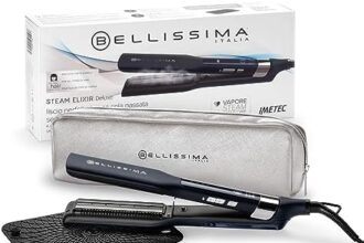 Bellissima Imetec | Steam Elixir Deluxe, Piastra per Capelli Professionale a Vapore, Liscio o Onde morbide Senza Danni, Rivestimento in Ceramica e Cheratina per Capelli Protetti, Morbidi e Luminosi