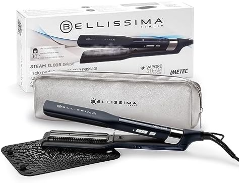 Bellissima Imetec | Steam Elixir Deluxe, Piastra per Capelli Professionale a Vapore, Liscio o Onde morbide Senza Danni, Rivestimento in Ceramica e Cheratina per Capelli Protetti, Morbidi e Luminosi