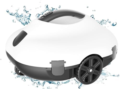 Bestyks Robot Piscina, Robot Piscina Fuori Terra 130 Minuti Di Pulizia Potente, Robot Automatico Pulisci Piscina Wireless Motori A Doppia Azionamento Per Piscine A Fondo Piatto Fino A 80 M²