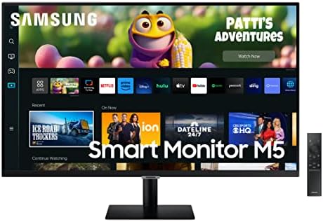 Samsung Smart Monitor M5, Flat 32'', 1920x1080 Full HD, Smart TV Amazon Video, Netflix, Airplay, Mirroring, Office 365, Wireless Dex, Casse Integrate, IoT Hub, WiFi, HDMI