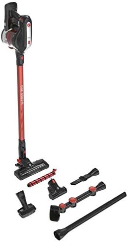 Hoover H-FREE 200 HF222AXL 011 Scopa Elettrica Senza Fili, Senza Sacco, 22W, 0,7 Litri, Autonomia 40 Minuti, Mini Turbo Spazzola, Luce Led, Nero/Rosso