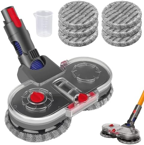 Testa di Mocio Elettrico per Dyson V11 V10 V8 V7 Aspirapolvere, Spazzola Turbo Motorizzata Lavapavimento, con Serbatoio dell'Acqua e 6 Pezzi di Panni per Mocio