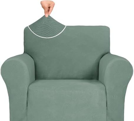 Ystyle Copripoltrona 1 Posto Con Braccioli, Copridivano Antigraffio Gatto, Copridivani Elasticizzato, Pesante Inverno Copri Divani, Fodera Divano Antimacchia Lavabile Antiscivolo, Verde Chiaro