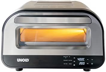 Unold Luigi 68816 | Forno per pizza elettrico in acciaio inox fino a 400 °C, solo circa 2 minuti di cottura, inclusa pietra per pizza in cordierite, risparmio energetico, 1.700 Watt