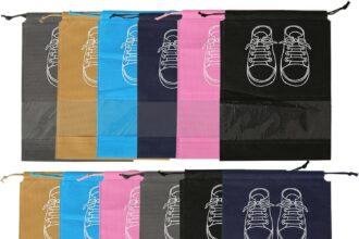 12 Pezzi Sacca Scarpe,Porta Scarpe Da Viaggio,Sacchetti Per Scarpe,Sacchetti Portascarpe per Calzature con Finestrella Trasparente 44x32cm