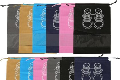 12 Pezzi Sacca Scarpe,Porta Scarpe Da Viaggio,Sacchetti Per Scarpe,Sacchetti Portascarpe per Calzature con Finestrella Trasparente 44x32cm