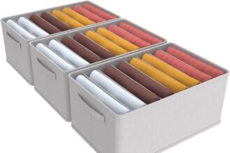 3 Pezzi Organizer Armadio Cassettiera per Jeans Organizer per cassetti impilabile e robusto Contenitori per armadio salvaspazio più spessi Scatole Portaoggetti con 8 Scomparti per Jeans, Maglione