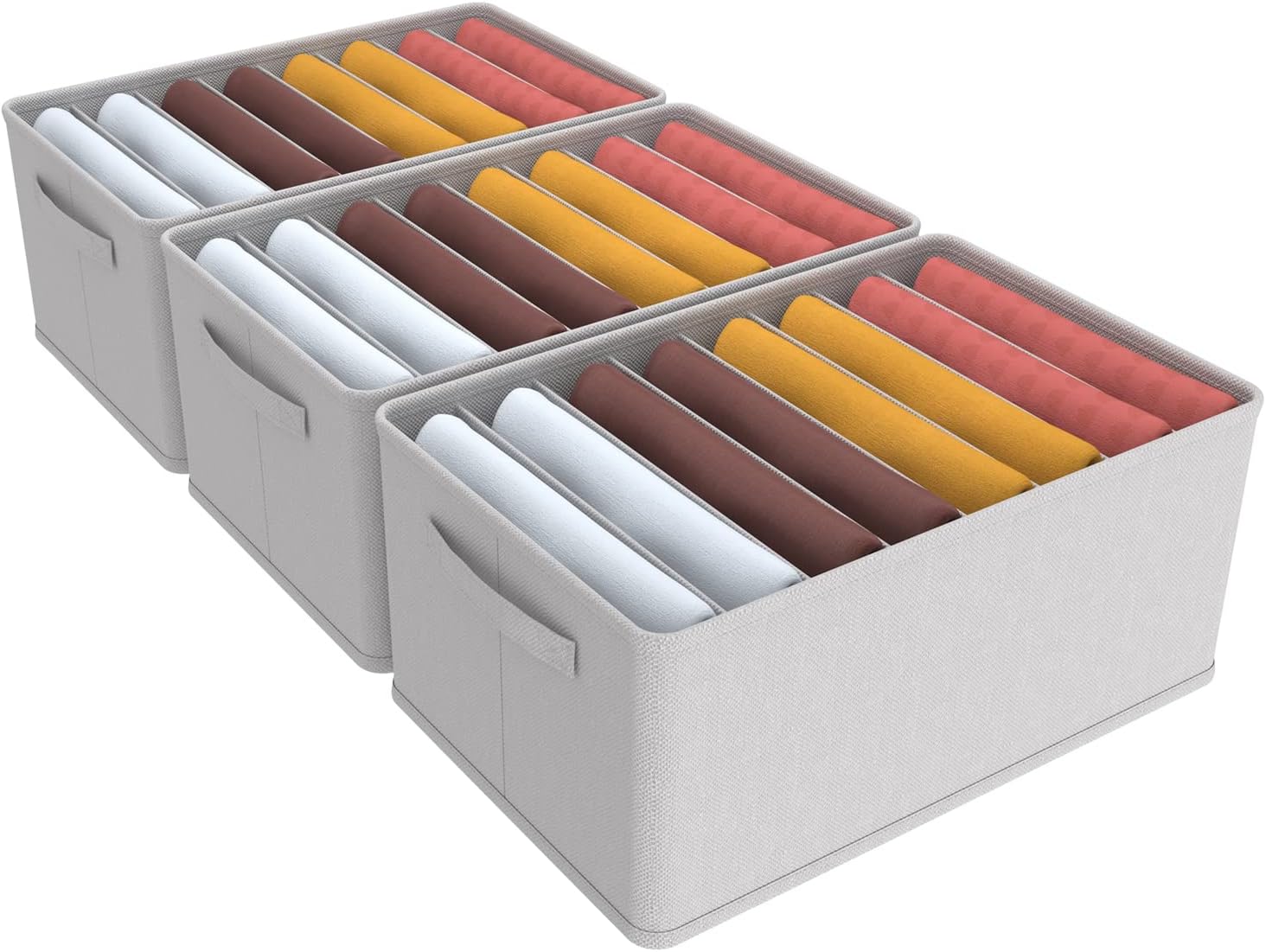 3 Pezzi Organizer Armadio Cassettiera per Jeans Organizer per cassetti impilabile e robusto Contenitori per armadio salvaspazio più spessi Scatole Portaoggetti con 8 Scomparti per Jeans, Maglione