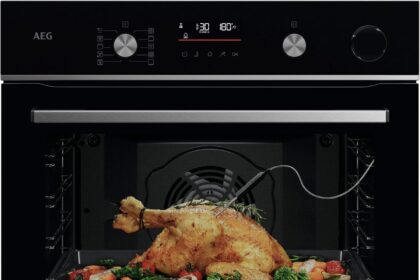AEG Forno da Incasso a Vapore Multifunzione, OR6PB51WSB, SenseCook con SteamCrisp, Serie 6000, Capacitá 72L, 9 Programmi, Pulizia Pirolitica, Mutifunzione, Display LED