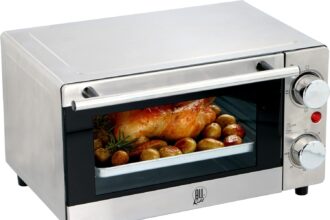 All Ride Forno Piccolo Elettrico per Camion 24v - Mini Forno Portatile 300 Watt, 9 Litri, Acciaio Inossidabile